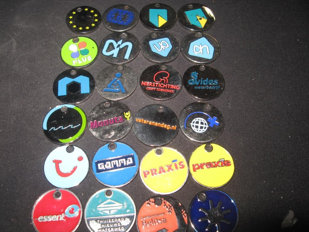 24 stuks winkelwagenmuntjes, Verzamelen, Winkelwagenmuntjes, Ophalen of Verzenden