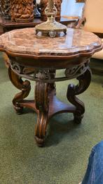 Antieke houten bijzettafel met marmeren blad, Ophalen