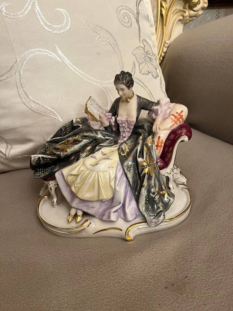 Antiek groot porselein beeld, Ophalen of Verzenden