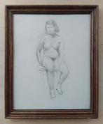 Originele schilderen tekening. Naakt. Potlood. 1960, Antiek en Kunst, Ophalen of Verzenden