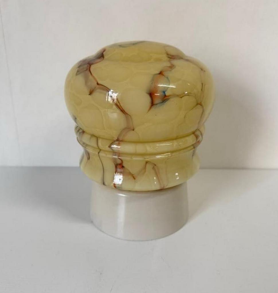 Vintage plafondlamp marmer glas geel gemarmerd antiek Thabur, Huis en Inrichting, Lampen | Plafondlampen, Ophalen of Verzenden