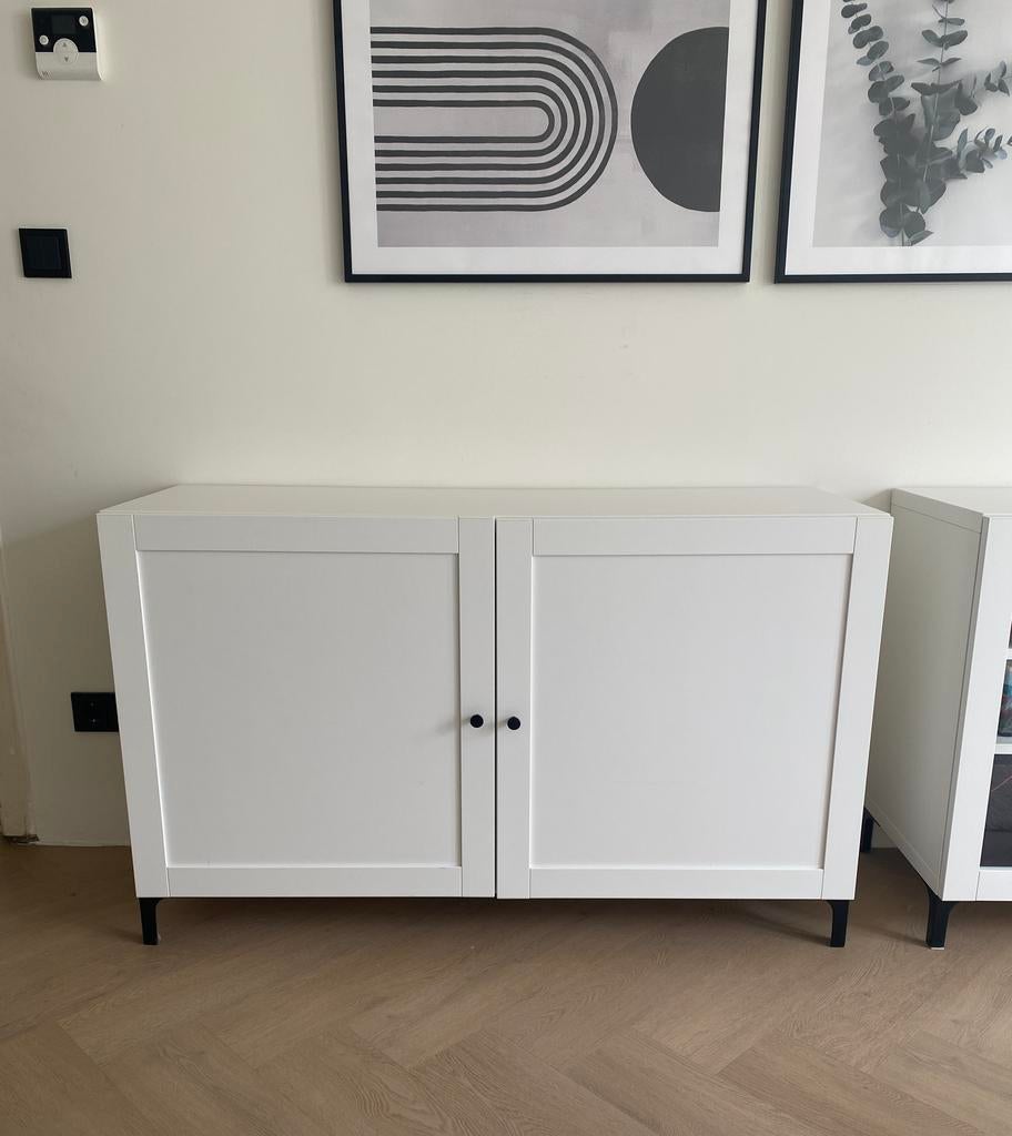 BESTA wit 120x40x64 cm - met HANVIKEN deurtjes, Ophalen, 100 tot 150 cm, 25 tot 50 cm, Gebruikt