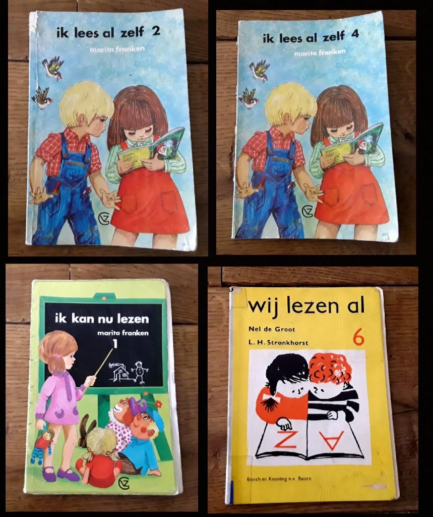 4x vintage kinderboekjes - schoolboekjes - leren lezen, Boeken, Kinderboeken | Jeugd | onder 10 jaar, Ophalen of Verzenden, Gelezen