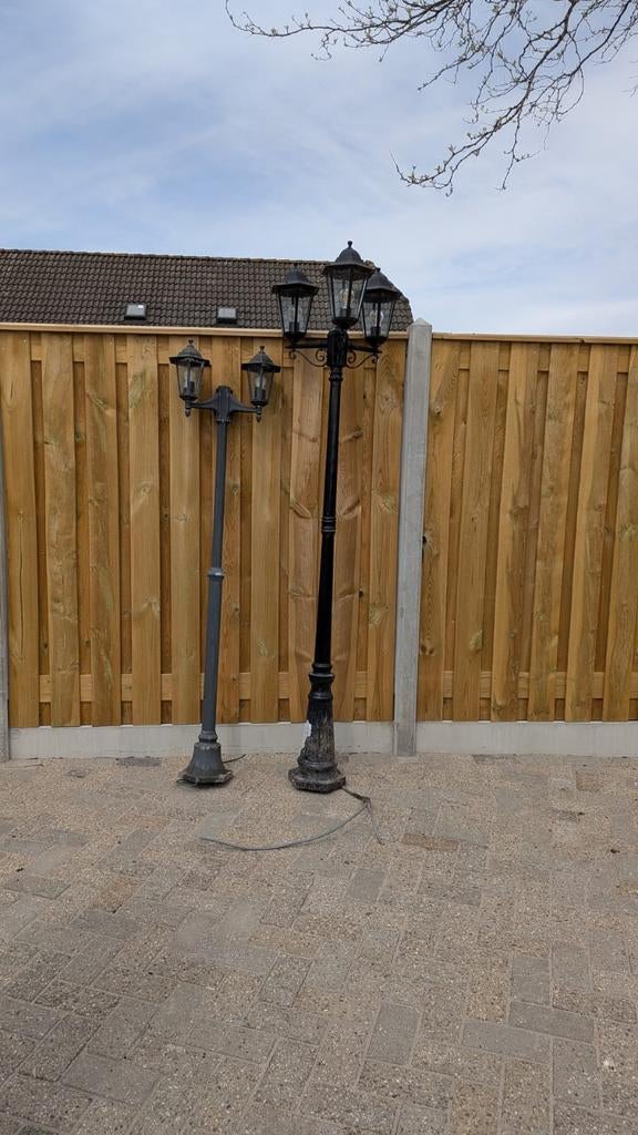 2 goede landtaarns, Tuin en Terras, Buitenverlichting, Ophalen, Gebruikt, Staande lamp, Aluminium