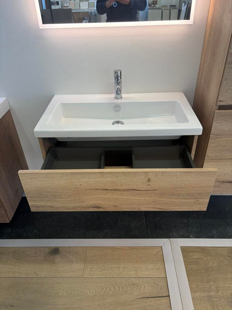 H&R Badmeubel Lorencio 80cm |  spiegel + hogekast, Overige typen, Wltradingnl@outlook.com, Nieuw, H&r badmeubel