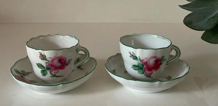 2 antieke Meissen kop en schotels, Antiek en Kunst, Antiek | Servies los, Ophalen of Verzenden
