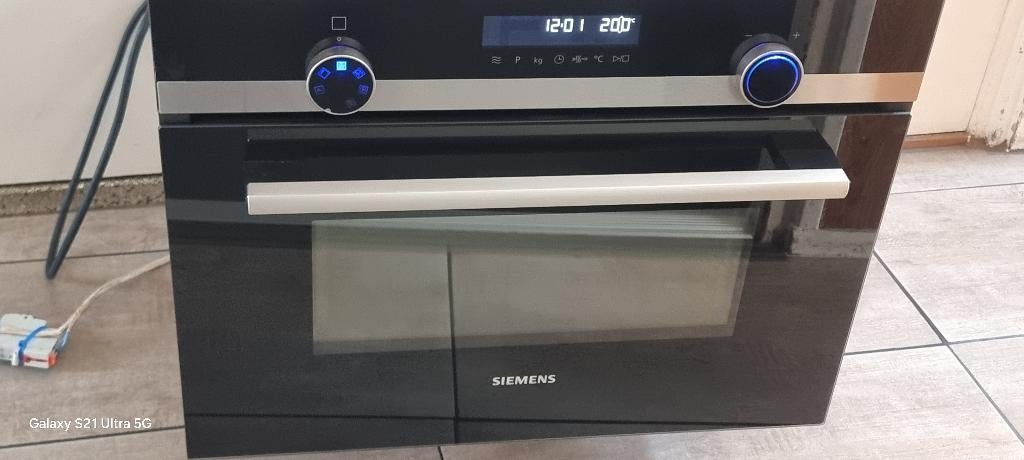 Siemens inbouw oven combi magnetron model CM585AMS0, Gebruikt, Oven met grill, Inbouw, Draaiplateau
