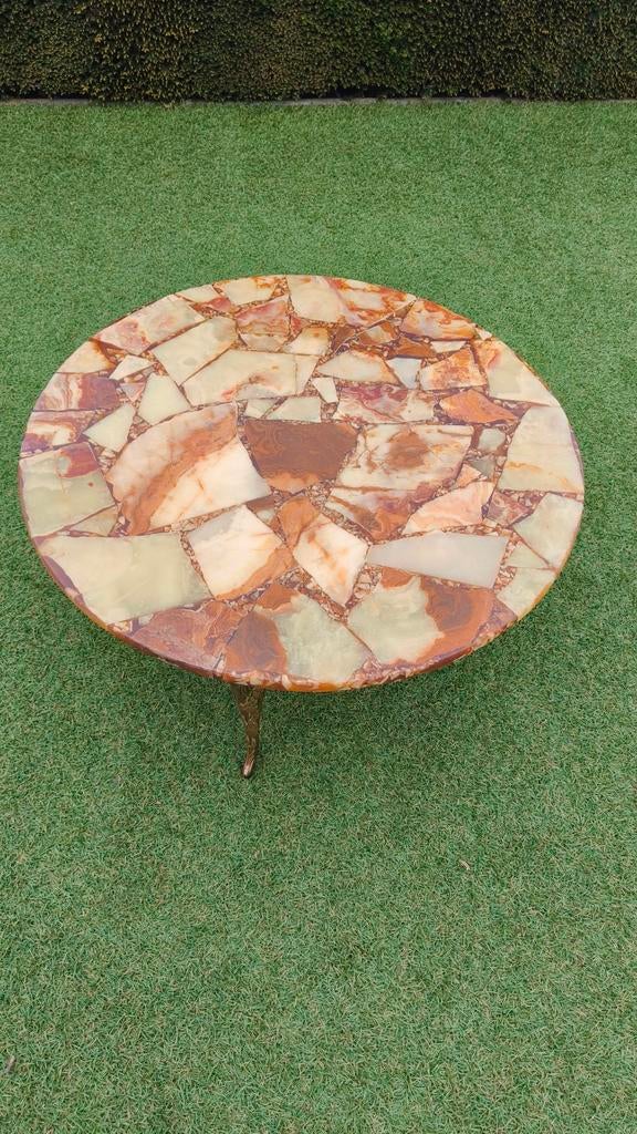 Vintage marmeren mozaïek salontafel – ronde design tafel, Ophalen