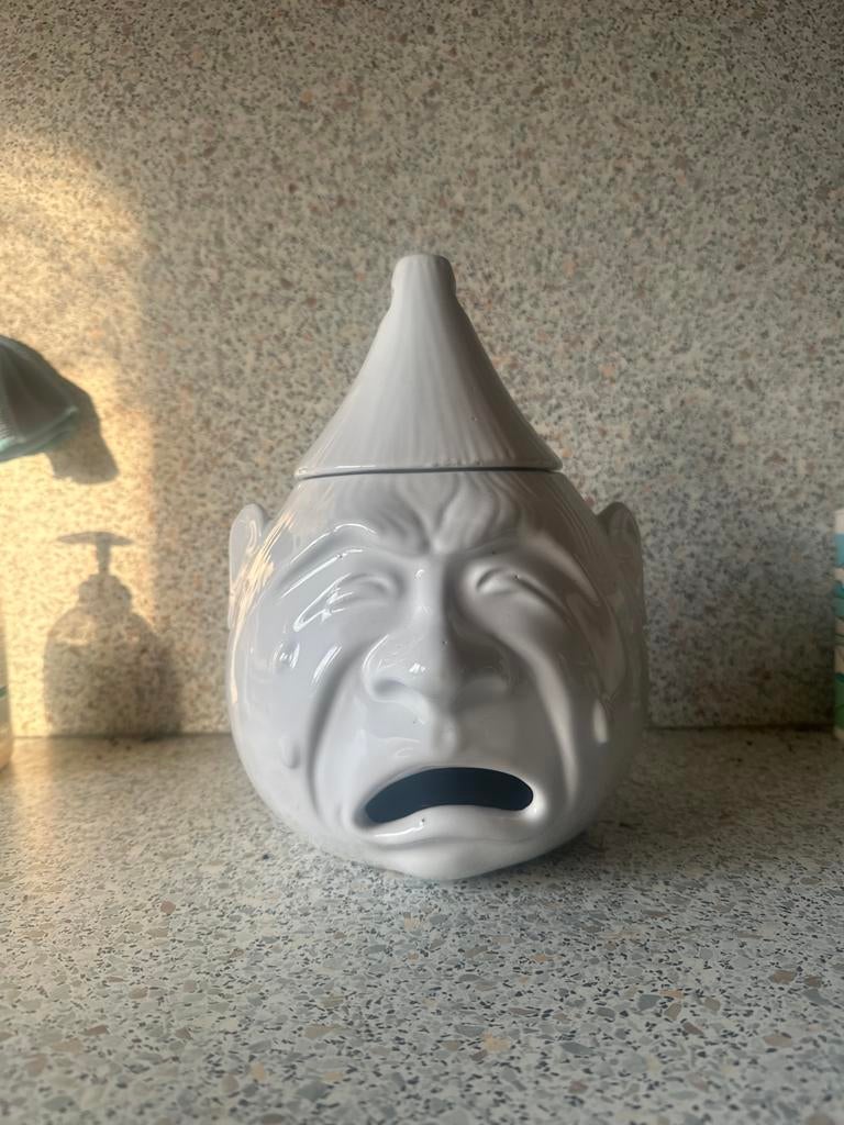 Vintage Wit Keramische Uienpot - Huilend Gezicht, Antiek en Kunst, Ophalen