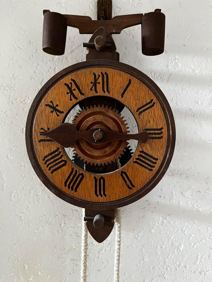 Turicum Houten Tandwielklok van Santer Zürich, Antiek en Kunst, Antiek | Klokken, Ophalen