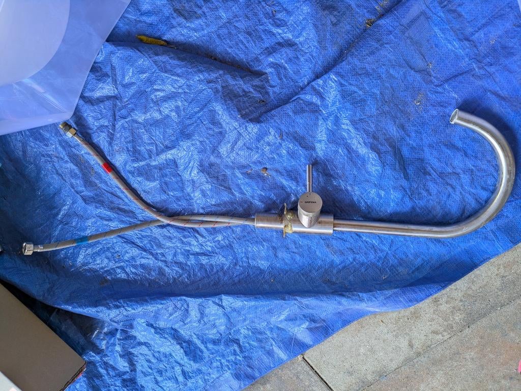 Gebruikte RVS Keukenkraan met Mengfunctie, Doe-het-zelf en Verbouw, Sanitair, Ophalen, Gebruikt, Rvs, Kraan