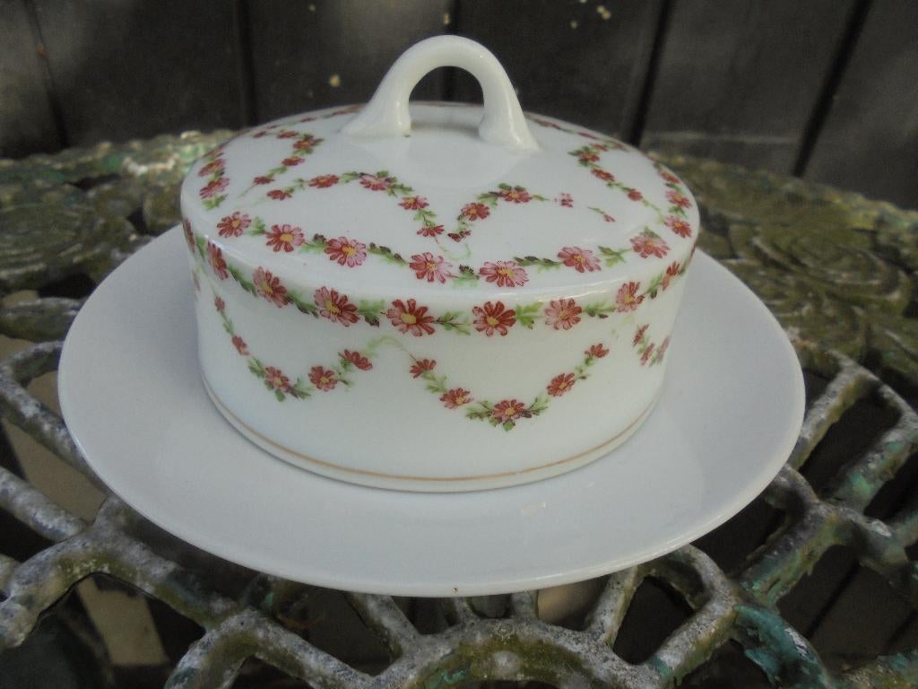 Botervloot MZ met kleine roze bloemetjes guirlande, Ophalen of Verzenden