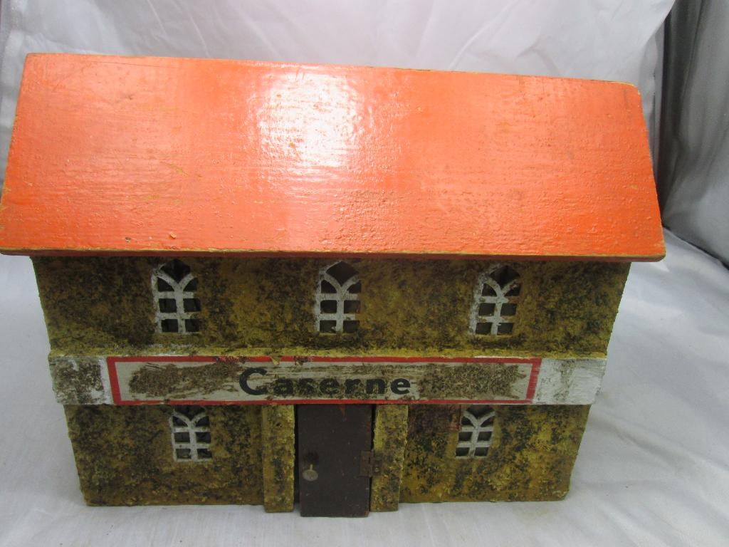 Elastolin Lineol houten kazerne huis voor bij de soldaatjes., Antiek en Kunst, Ophalen of Verzenden