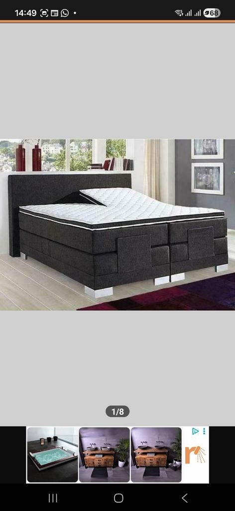 Boxspring elektrisch zwart - 160x200cm, Ophalen, Tweepersoons, Zwart, 160 cm