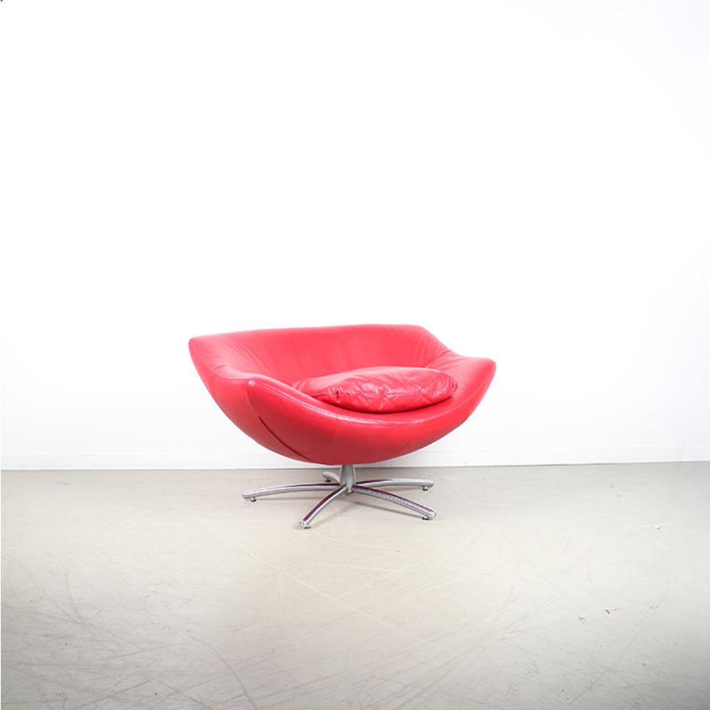1x  Label Gigi Fauteuil Rood Leer - Aluminium, Huis en Inrichting, Fauteuils, Niet ingevuld, Niet ingevuld, Ophalen of Verzenden