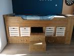 Steigerhouten kajuitbed met extra logeerbed, Ophalen, Gebruikt, 90 cm, Eenpersoons