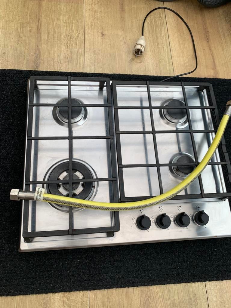 Inbouw gas stel kookplaat, Ophalen, 4 kookzones, Zo goed als nieuw, Inbouw