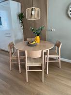 Uitschuifbare Eethoek Rond/Ovaal met 4 Stoelen, Ophalen, 100 tot 150 cm, Rond, Zo goed als nieuw