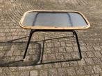 Jaren 60 rohe noordwolde rotan tafeltje met glazen blad, Minder dan 55 cm, Rechthoekig, Ophalen, 45 tot 60 cm
