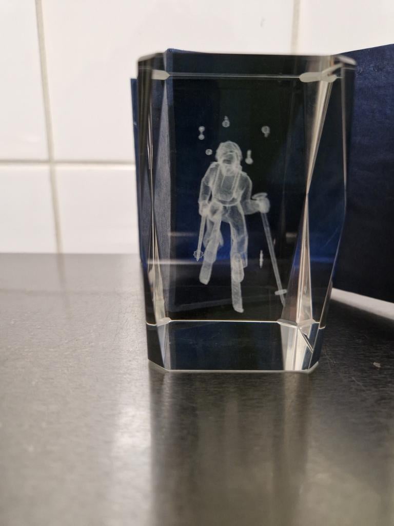 Kristalglas Laserblok 3D Skiër - Nieuw, Ophalen of Verzenden