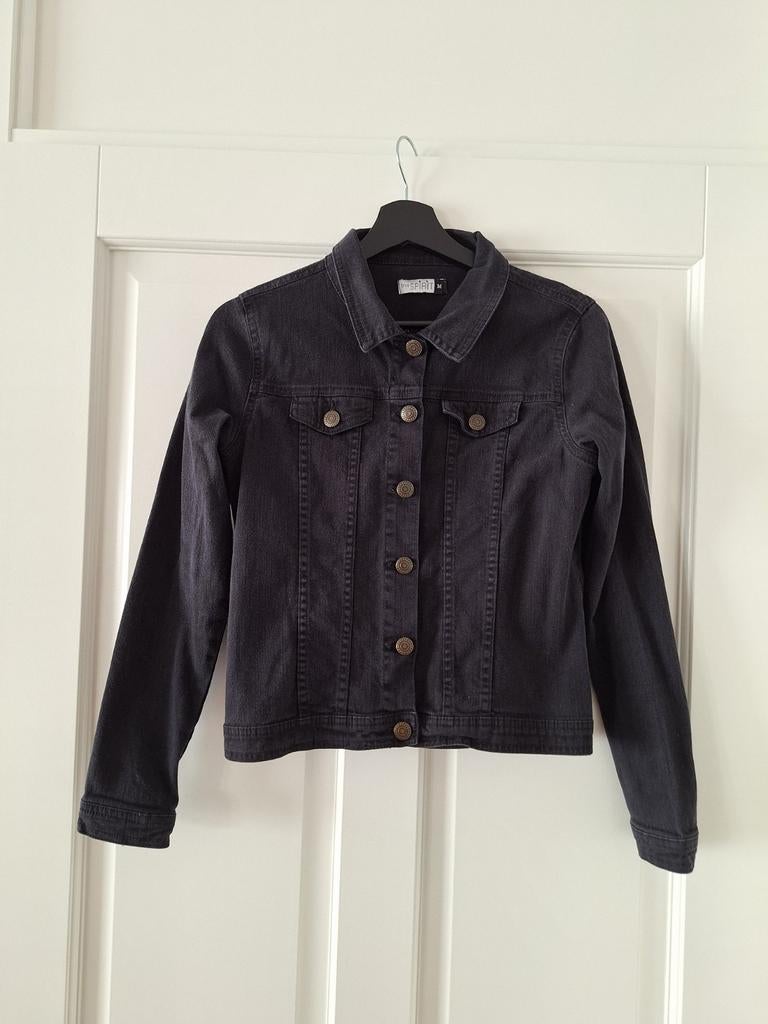 Donkergrijs spijkerjasje, Kleding | Dames, Jassen | Zomer, Gedragen, Maat 38/40 (M), Zwart, Ophalen of Verzenden