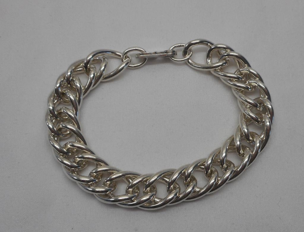 Zilveren prachtige massieve dubbele schakel armband nr.436, Verzenden, Zo goed als nieuw, Zilver, Zilver