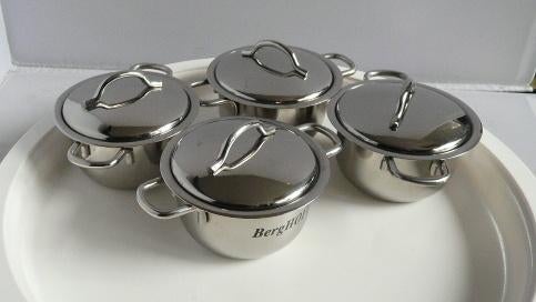 Mini-pannetjes (ca. 6 cm) om voorafjes in op te dienen., Ophalen of Verzenden, Zo goed als nieuw, Overige stijlen, Overige typen