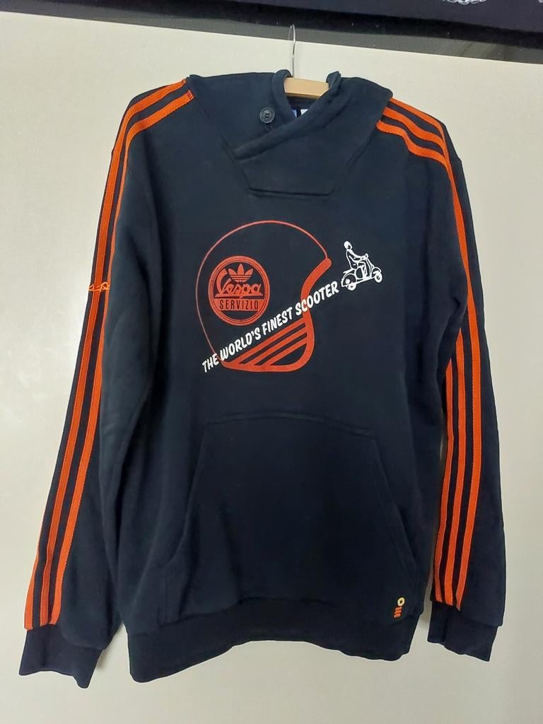 Adidas Vespa Servizio Hoodie - Zwart met Oranje Strepen, Ophalen of Verzenden, Gedragen, Adidas