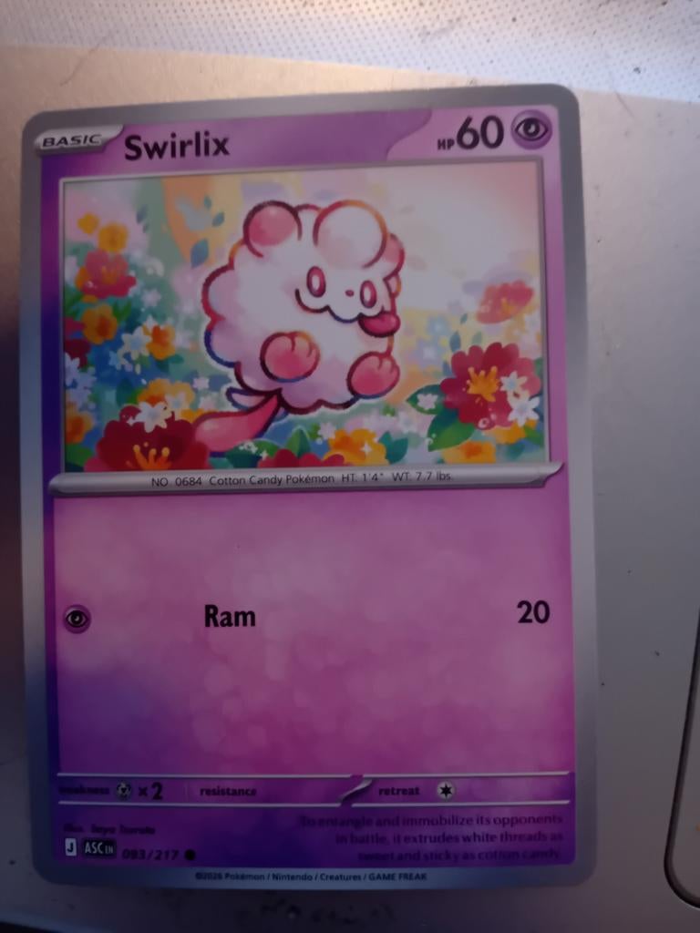 Pokémon Kaart Swirlix (003/217) - Basic, HP 60, Ophalen of Verzenden, Zo goed als nieuw, Losse kaart, Foil
