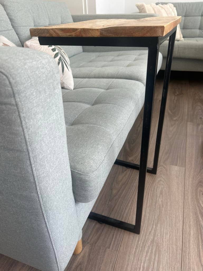 Bijzettafel Hout en Metaal - Industrieel Design, Ophalen, Minder dan 55 cm, Zo goed als nieuw, 60 cm of meer