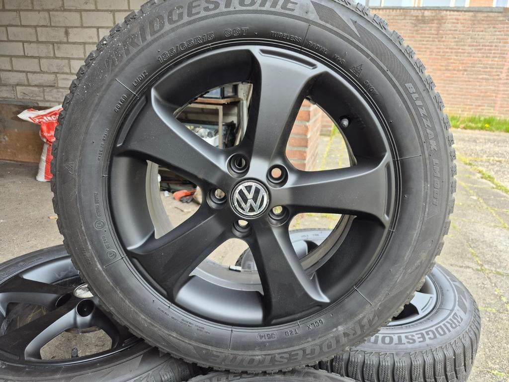 Te koop Origineel VW polovelgen 185 65 15 steek5x100., Auto-onderdelen, Banden en Velgen, Gebruikt, 15 inch, Banden en Velgen
