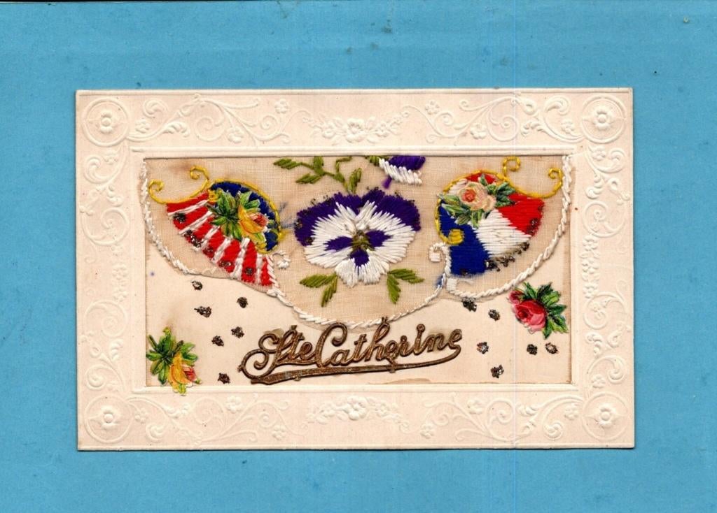 " St.Catherine " pracht oude WO1 geborduurde kaart - S868, Verzenden, Voor 1920, Gelopen