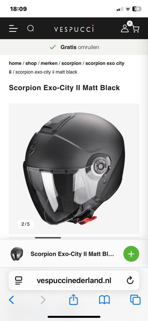 Tk prachtige scorpion helm mt L mat zwart zgan met zon bril, Fietsen en Brommers, Ophalen, Large