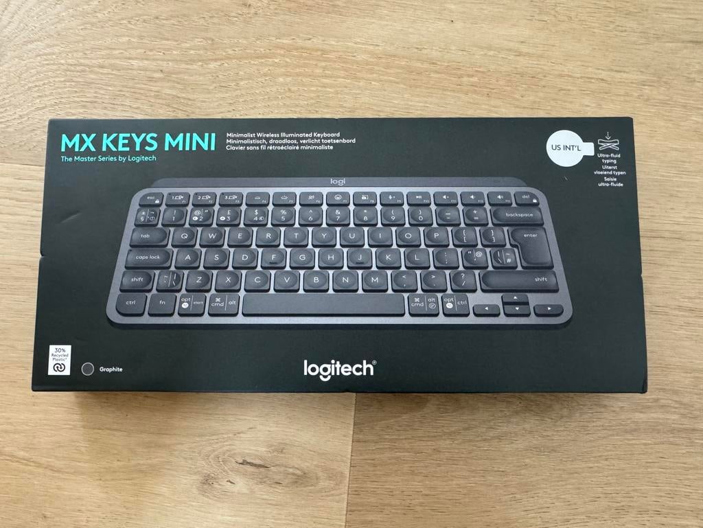 Logitech MX Keys Mini Toetsenbord Graphite US INT'L, Computers en Software, Toetsenborden, Multimediatoetsen, Nieuw, Ophalen of Verzenden