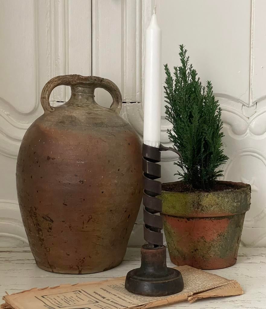 Brocante oude Franse kandelaar Rat de Cave, Ophalen of Verzenden