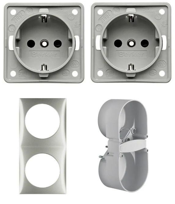 Berker stopcontact 230V inbouwdoos compleet RVS Mat gelakt, Caravans en Kamperen, Buurserstraat 15 A, 7481 EG,Haaksbergen, Ophalen of Verzenden
