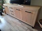 Lichtgrijs eiken tv dressoir, Huis en Inrichting, Kasten | Dressoirs, Ophalen, Zo goed als nieuw, 200 cm of meer, Metaal