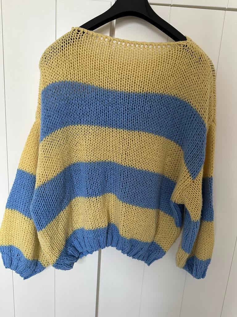 Shein gestreepte gebreide trui - Geel & Blauw, Ophalen of Verzenden, Zo goed als nieuw, Maat 46/48 (XL) of groter, Geel