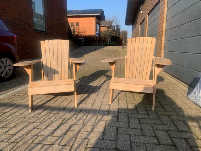 Houten lounge stoelen, Tuin en Terras, Tuinsets en Loungesets, Ophalen, Gebruikt, Hout, 2 zitplaatsen