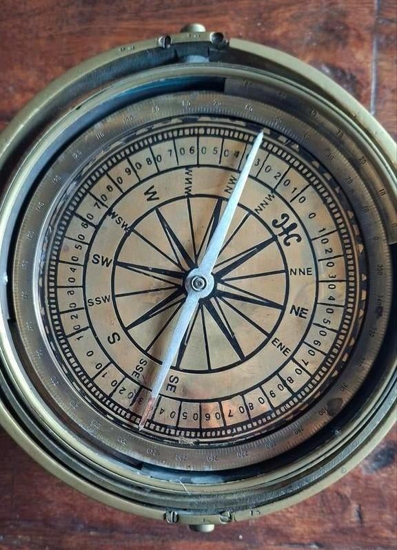 Antiek scheepskompas - uit Frankrijk - Glas kapot maar werkt, Ophalen of Verzenden