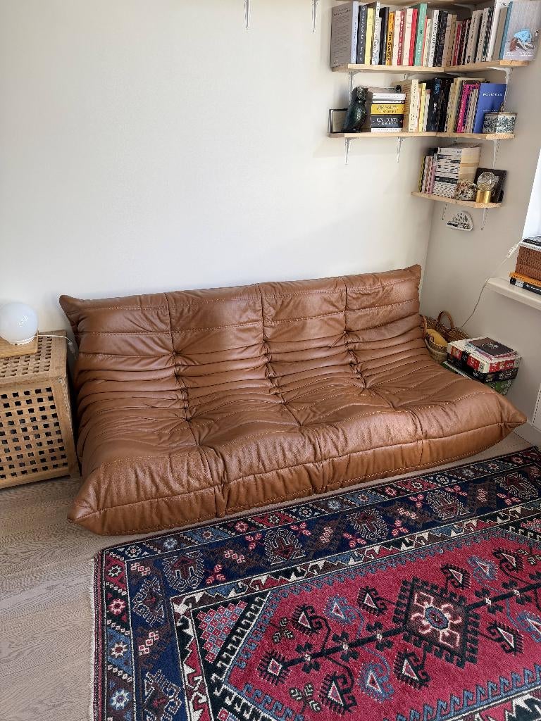 Vintage Ligne Roset Togo sofa 3-seats cognac leather, Huis en Inrichting, Ophalen, Overige materialen, 100 tot 125 cm, 150 tot 200 cm