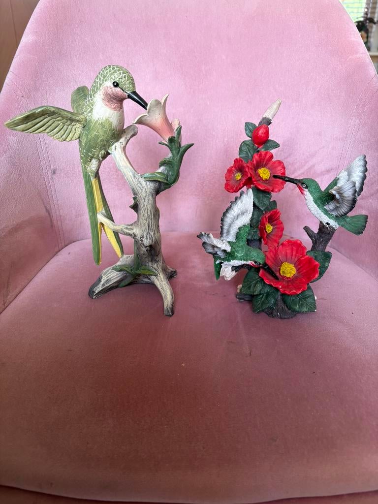 Kolibrie beeld 2 stuks, Ophalen of Verzenden, Zo goed als nieuw, Beeldje of Poppetje