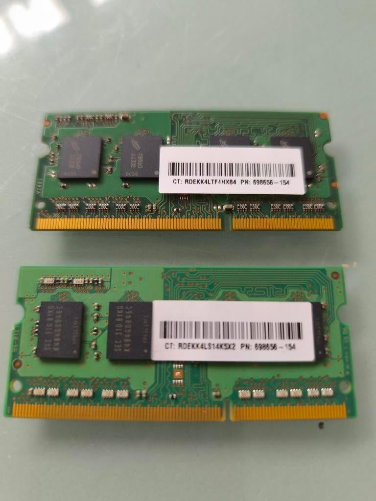 2x 4GB DDR3 SO-DIMM PC3-12800 1600MHz RAM (Samsung/Micron), Computers en Software, RAM geheugen, Gebruikt, DDR3, Ophalen of Verzenden