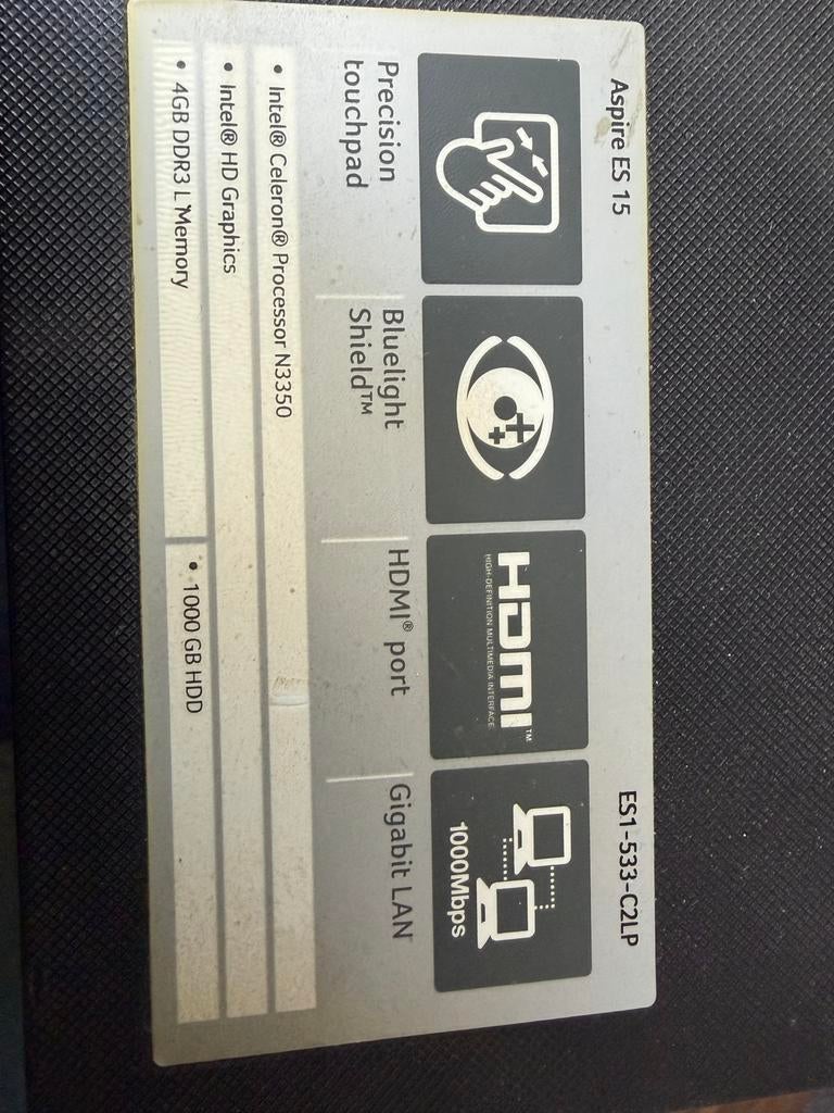 Acer Aspire ES 15 Laptop - Intel Celeron N3350, 4GB RAM, 1TB, Computers en Software, Windows Laptops, Ophalen, Gebruikt, 15 inch