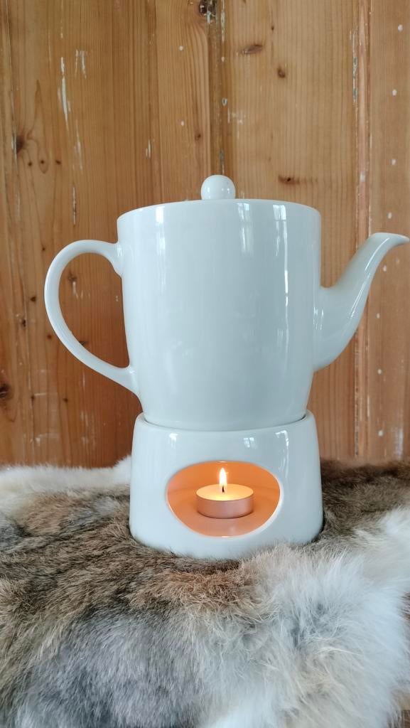 Nieuwe witte Pickwick theepot + bijpassend theelichtje, Ophalen of Verzenden, Nieuw