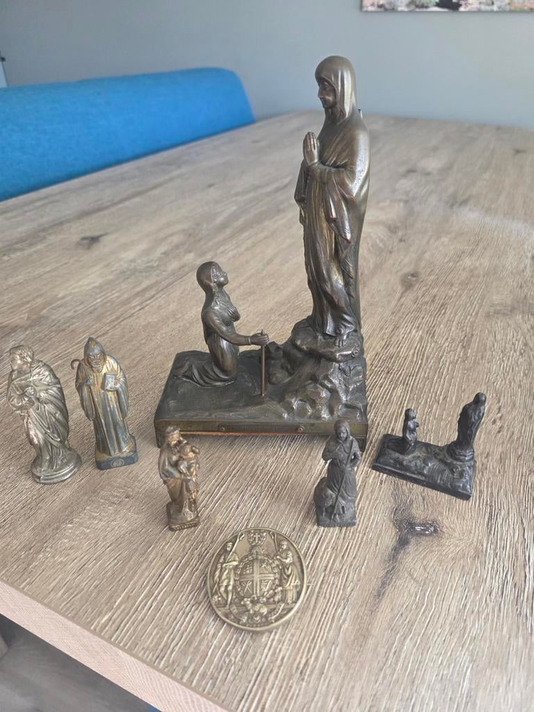 Brons beelden muziek religie maria broche, Antiek en Kunst, Antiek | Religie, Ophalen of Verzenden