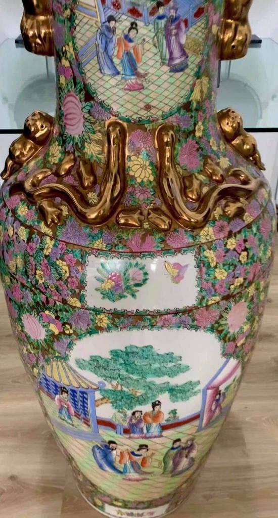 BIG BIG LUCKY VINTAGES CHINESE “FAMILY ROSE” VASE 1,25M, Ophalen