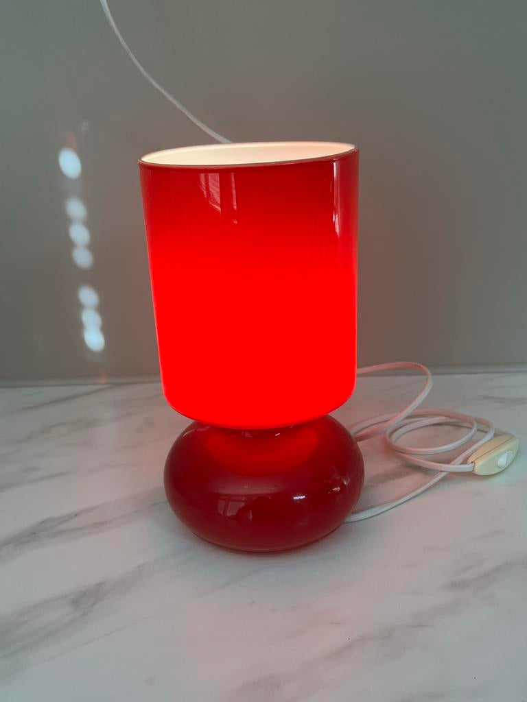 Vintage IKEA Lykta mushroom tafellamp rood, Gebruikt, Vintage, Ophalen of Verzenden, Glas
