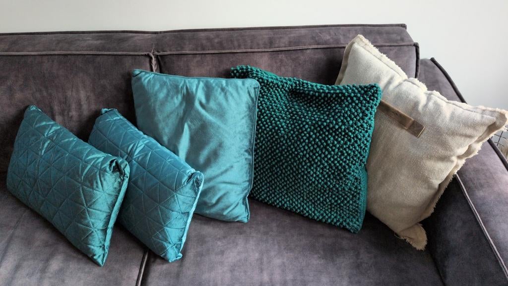 Kussenset van 5 in nieuwstaat, Ophalen of Verzenden, Zo goed als nieuw, Groen