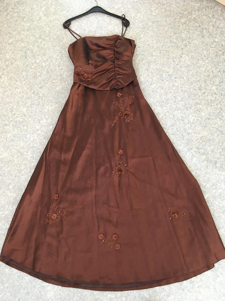 Galajurk of feestjurk, Kleding | Dames, Gelegenheidskleding, Ophalen, Galajurk, Bruin, Zo goed als nieuw